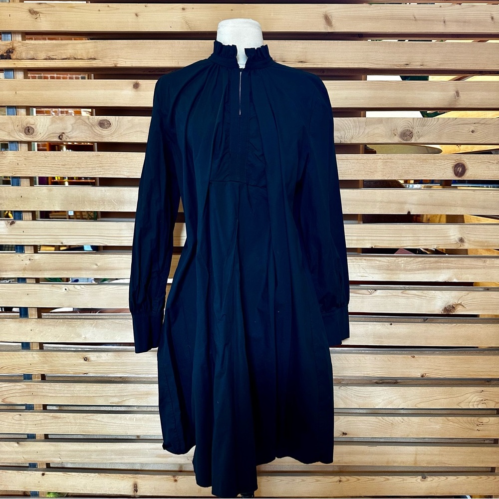 COS Black Ruffled Collar Dress with Grosgrain Detail - Size 12